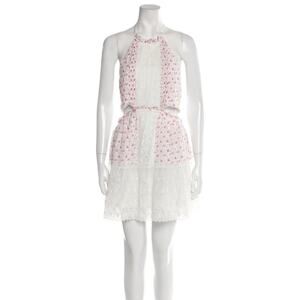 NWT LoveShackFancy Kesia mini dress with a floral print and lace accents. Size L